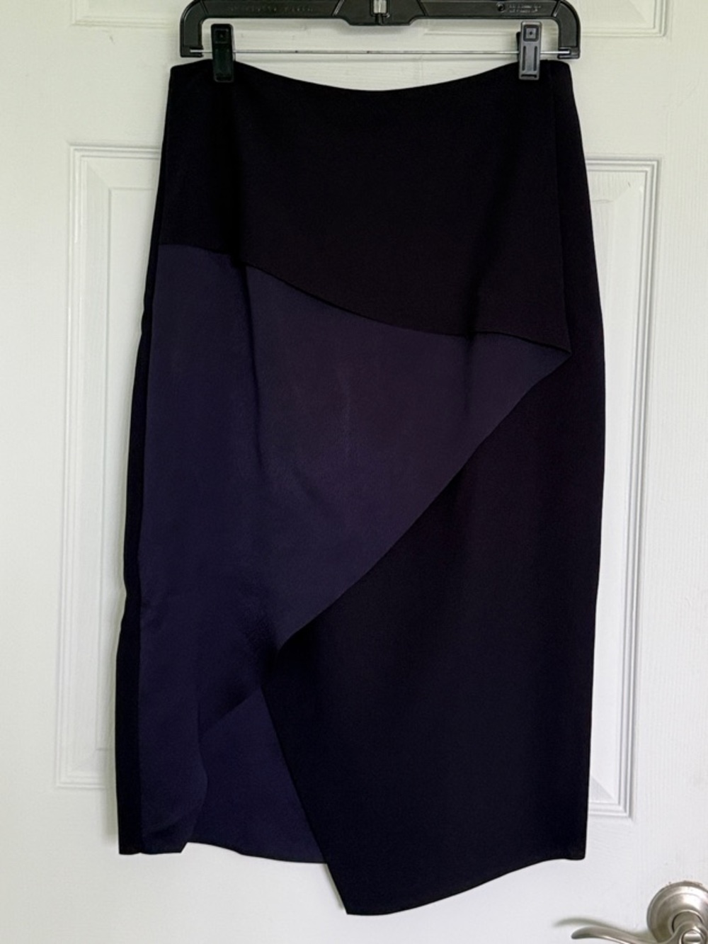 Ted Baker London Daffnie Navy & Black Asymmetrical Wrap Pencil Midi Skirt size 3 - Picture 4 of 11